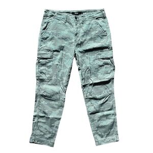 Hudson LA Jeans Camo Cargo Pants Gray Green Relaxed Fit Denim